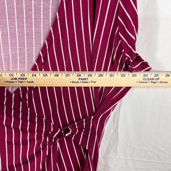 Lane Bryant Striped Wrap Burgundy Top 0164 - Picture 9 of 11